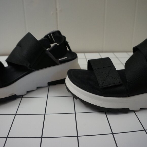 Merrell Roam Wedge Platform Sandals - Black & White Strappy Sandal - Picture 2 of 4